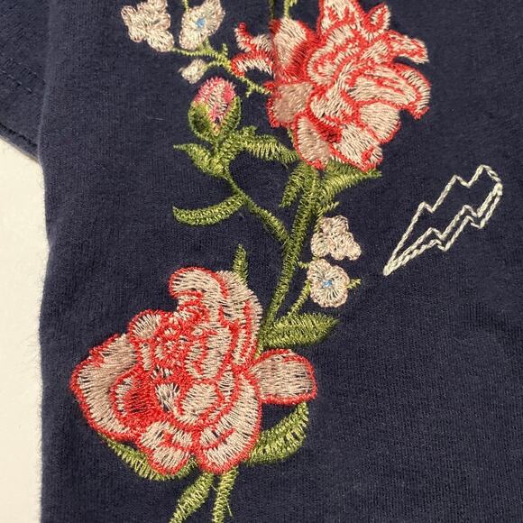 Women's Crop Top Floral Embroidered Flare Long Sleeve XS Lightning 100% Cotton - Picture 2 of 11